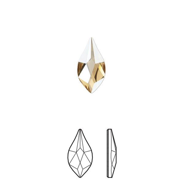 Flat back 4pk crystal golden shadow foil back, Crystal Passions® 14x7mm flame 2205 image number 0