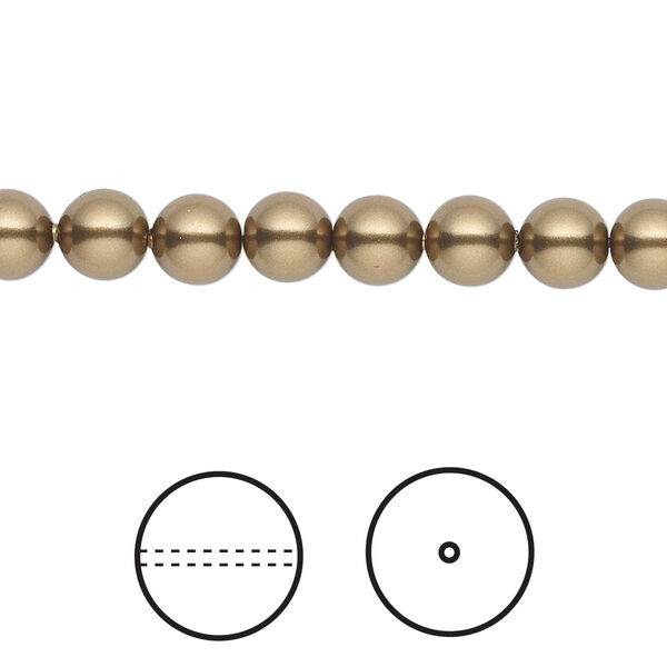 Pearl 500pk antique brass, Swarovski® 6mm round 5810 image number 0