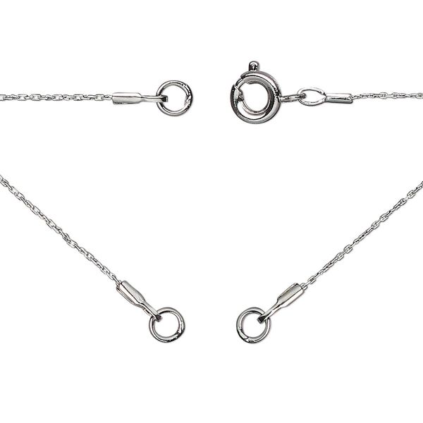 Necklace, silver-plated brass, 0.7mm twisted cable, 18 inches in (2) 9" segments with (2) 3.5mm soldered jump rings and springing clasp. Sold Individually. image number 0