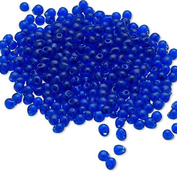 Seed bead, Miyuki, glass, pkg/250g, 3.3x2.8mm mini fringe, transparent cobalt blue (DP-151). image number 0