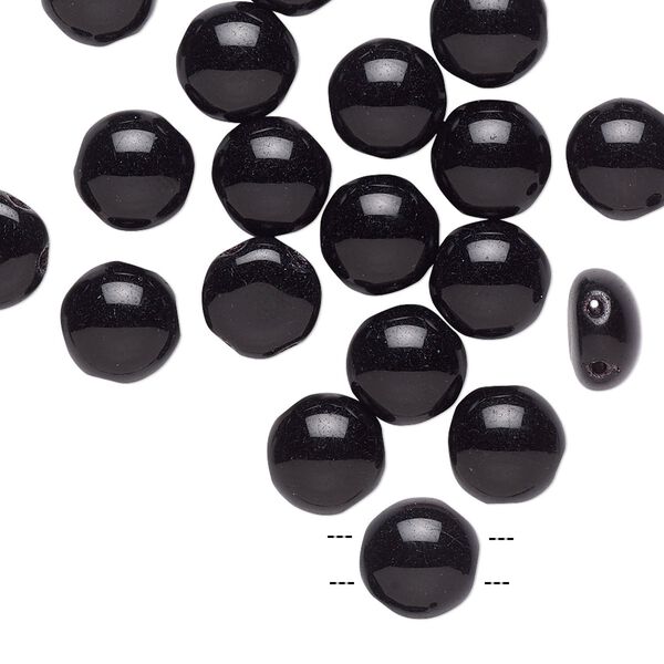 Bead, Preciosa Candy™, Czech pressed glass, opaque black, 8mm candy with (2) 0.8-0.9mm holes. Sold per pkg of 20. image number 0