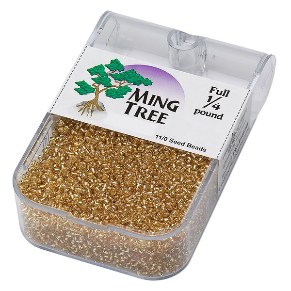 Seed bead, Ming Tree™, glass, pkg/1/4 pound, #11 round, transparent silver-lined tan. image number 0