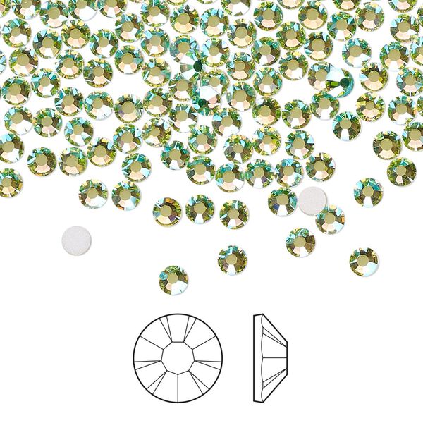 Flat back 144pk limecicle AB foil back, Preciosa MAXIMA Czech crystal rhinestone 3-3.2mm chaton rose round SS12 image number 0