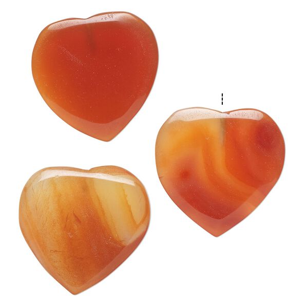 Red agate 1pkg3, half-drilled puffed heart drop 22-24mm image number 0