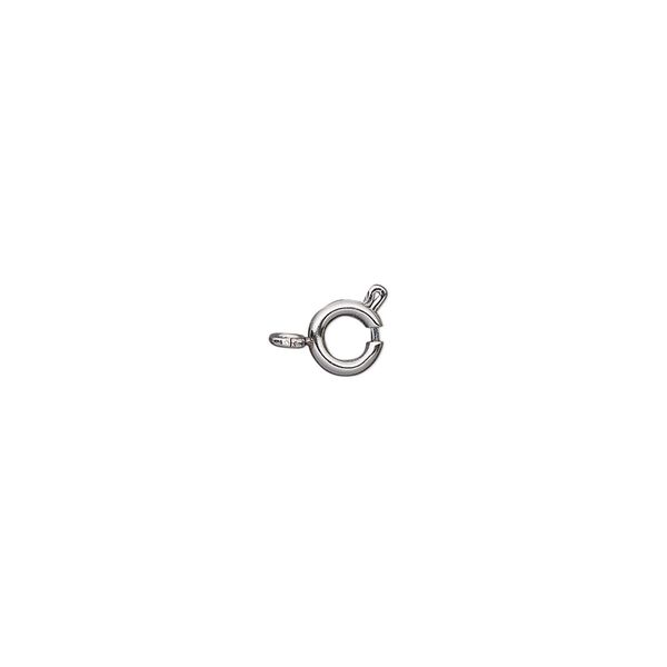 Clasp, springring, steel and stainless steel, 5mm with open loop. Sold per pkg of 4. image number 0