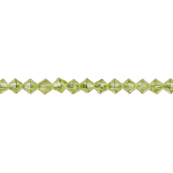 Peridot 1pkg1, faceted bicone bead natural 15.5-16 inch 4mm image number 0