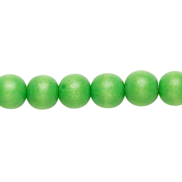 Bead, Taiwanese cheesewood (dyed / waxed), kelly green, 7-8mm round. Sold per pkg of (2) 15-1/2" to 16" strands. image number 0