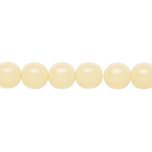 Bead, Czech dipped décor glass druk, translucent cream, 8mm round. Sold per 15-1/2" to 16" strand. image number 0