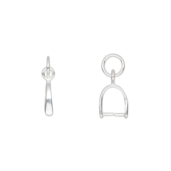 Bail, ice-pick, sterling silver, 16.5x2mm with6.5 grip length and soldered jumpring. Sold individually. image number 0