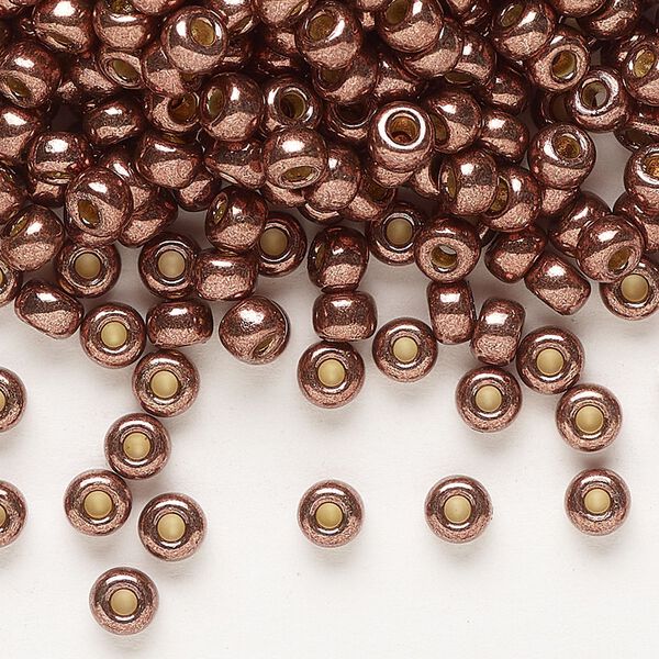 Seed bead, Miyuki, glass, pkg/250g, #6 rocaille, Duracoat® opaque galvanized dark mauve, (RR-4213). image number 0