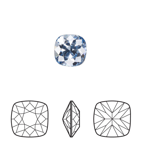 Fancy stone 2pk light sapphire foil back, Crystal Passions® 10mm cushion 4470 image number 0