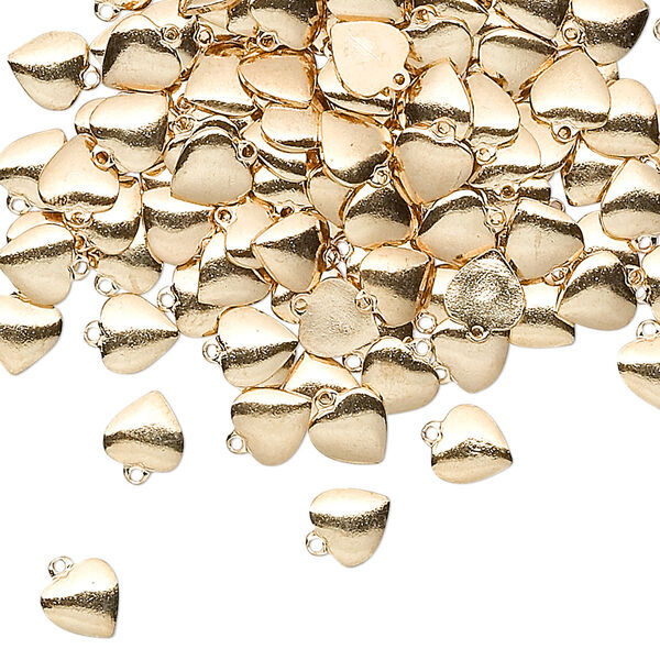 Charm, gold-plated brass, stamped, 5mm heart. Sold per pkg of 50. image number 0