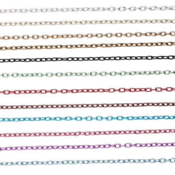 Chain mix, anodized aluminum, assorted colors, 4.5mm cable. Sold per pkg of (12) 5-foot sections. image number 0