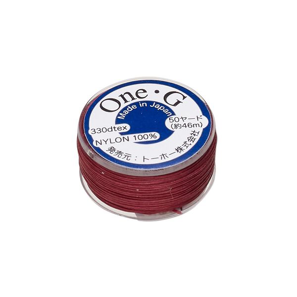 Thread, TOHO BEADS®, One-G™, nylon, burgundy, size 0. Sold per 50-yard spool. image number 0
