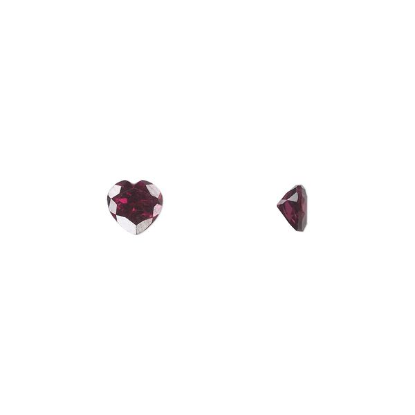 Rhodolite garnet 1pkg1, hand-cut faceted heart gem natural 5mm image number 0