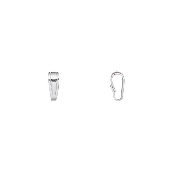 Bail, pendant, sterling silver, 7x3mm snap-on, 4mm grip length. Sold per pkg of 20. image number 0