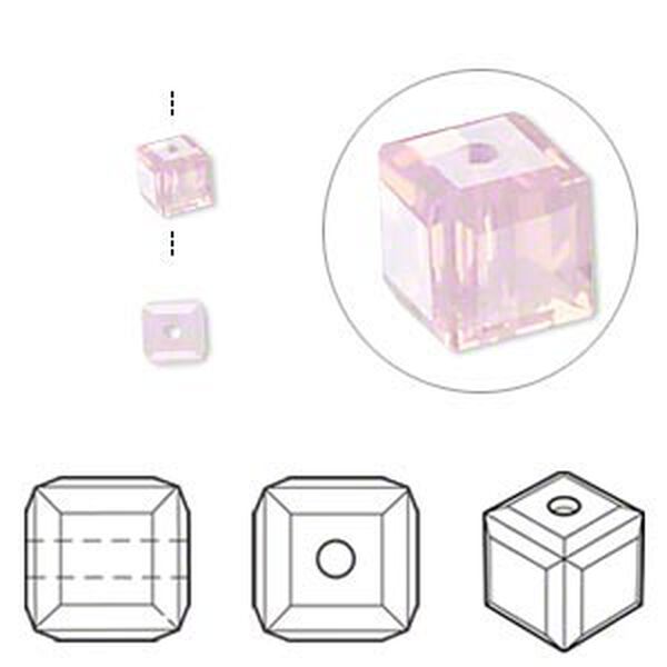 Bead 12pk rose water opal, Crystal Passions® 4mm cube 5601 image number 0