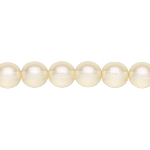 Bead, Czech pressed glass, pearlized cream, 8mm round. Sold per 15-1/2" to 16" strand, approximately 50 beads. image number 0