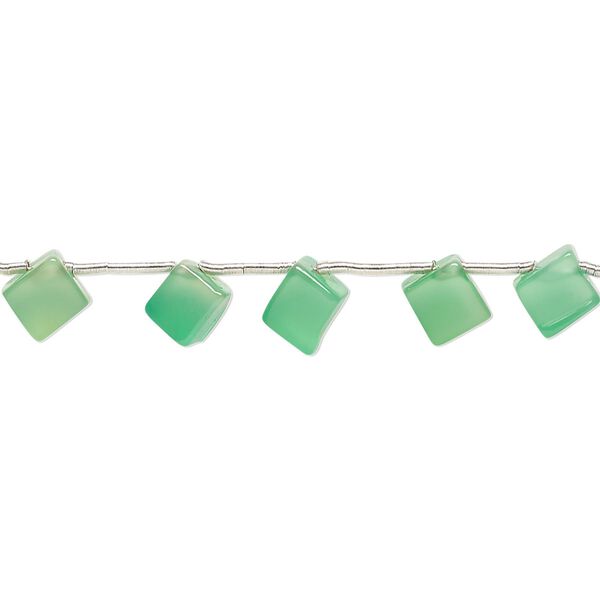 Green onyx 1pkg10, hand-cut top-drilled flat diamond bead 7 inch 6-7mm image number 0