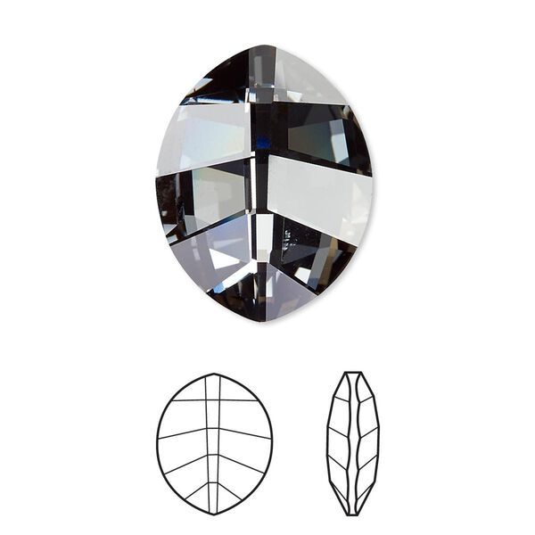 Fancy stone 1pk crystal silver night foil back, Crystal Passions® 23x18mm pure leaf 4224 image number 0
