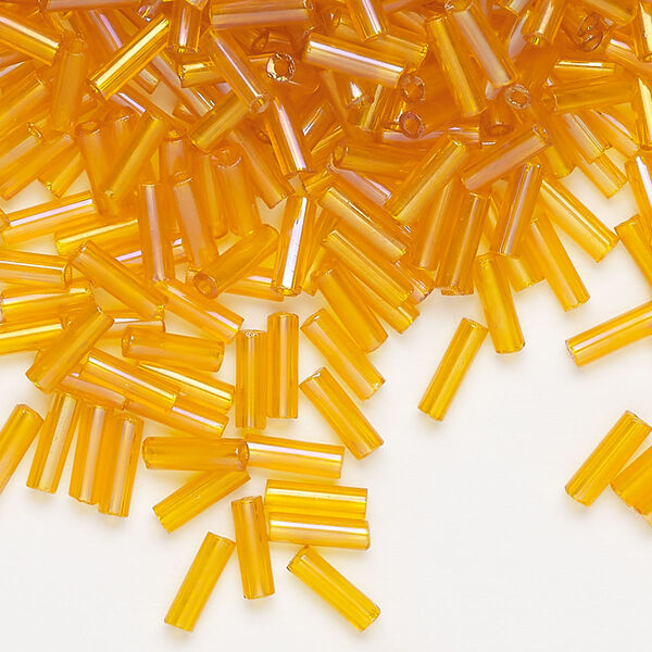 Bead, Preciosa Ornela Czech glass, bugle bead, pkg/50g, 1/4 inch, rainbow translucent hyacinth, (81060). image number 0
