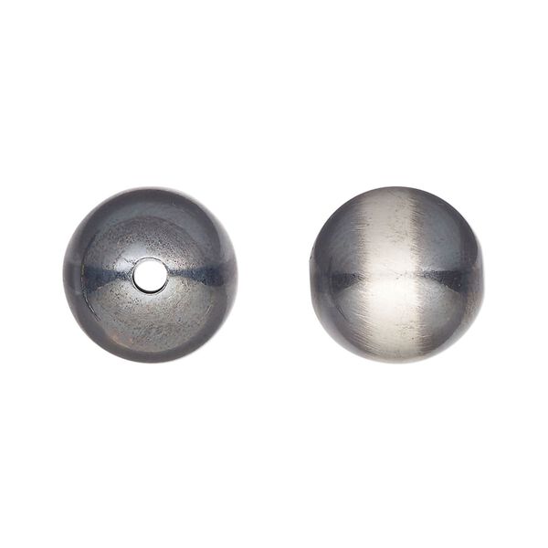 Bead, Navajo pearl style, brushed oxidized sterling silver, 14mm round. Sold individually. image number 0