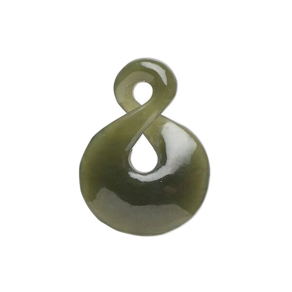 Nephrite jade 1pkg1, hand-cut double-sided infinity drop natural 25x19mm-30x20mm image number 0
