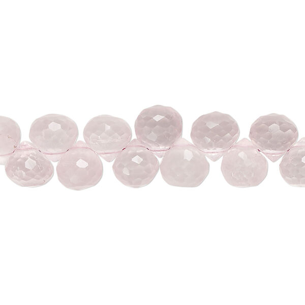 Rose quartz 1pkg60, hand-cut top-drilled faceted teardrop bead 7x7mm image number 0
