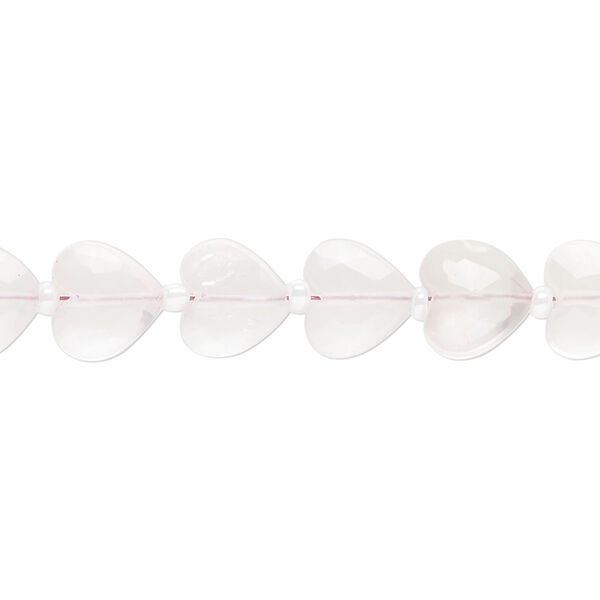 Rose quartz 1pkg21, hand-cut faceted puffed heart bead natural 9x8mm image number 0