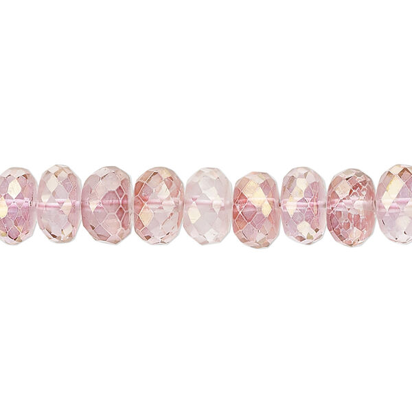 Quartz crystal 1pkg1, hand-cut faceted rondelle bead 7 inch 8x5mm-9x7mm image number 0