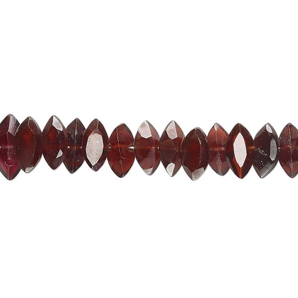 Garnet / rhodolite garnet 1pkg1, hand-cut faceted puffed marquise bead natural 8 inch 8x4mm-10x5mm image number 0