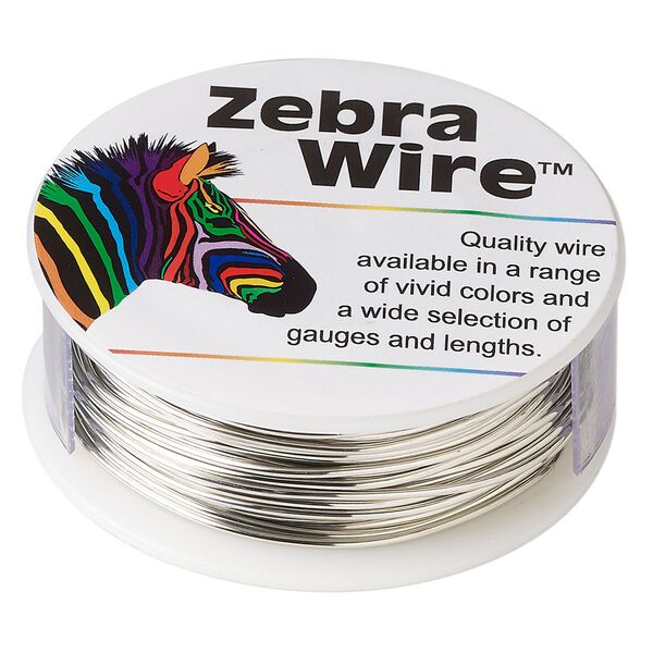 Wire, Zebra Wire™, copper, silver color, round, 18 gauge. Sold per 1/4-pound spool, approximately 17 yards. image number 0