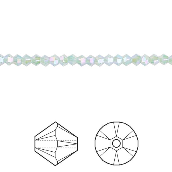 Bead 48pk Pacific opal shimmer 2X, Crystal Passions® 3mm bicone 5328 image number 0