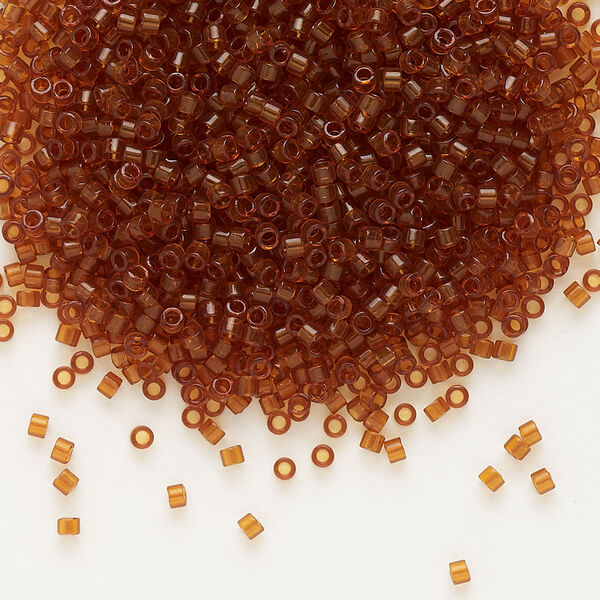 Seed bead, Delica®, glass, pkg/50g, #11 round, transparent dark topaz (DB-0709). image number 0