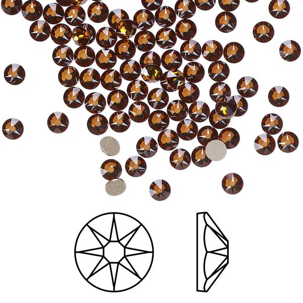 Flat back 144pk light amber foil back, Crystal Passions® 3-3.2mm rose round SS12 2088 image number 0