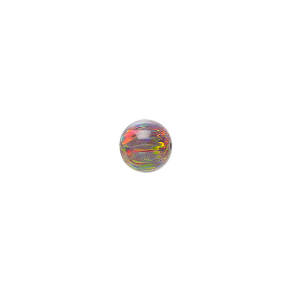 Bead, Mexican "opal" (silica and epoxy) (man-made), multicolored, 8mm half-drilled round. Sold individually. image number 0