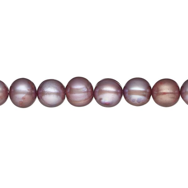 Pearl, cultured freshwater pearl (dyed), orchid, 6-8mm semi-round, D grade, Mohs hardness 2-1/2 to 4. Sold per 15" strand, approximately 60 beads. image number 0