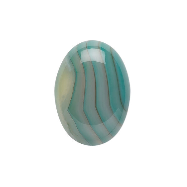 Striped green agate 1pkg1, calibrated oval cab B grade, 25x18mm image number 0