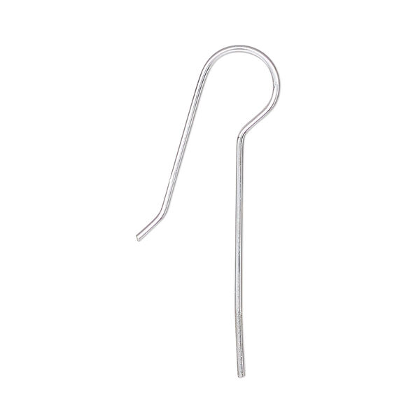 Ear wire, sterling silver, 33mm fishhook with 25mm long shank, 20 gauge. Sold per pair. image number 0