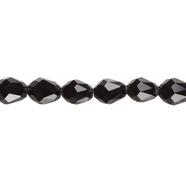 Bead Celestial Crystal® 1pkg60, 8x6mm teardrop / 66 facets, opaque black image number 0