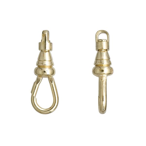 Clasp, swivel clip, gold-plated brass and steel, 22x8mm. Sold per pkg of 100. image number 0