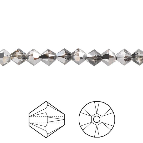 Bead 720pk crystal silver night, Swarovski® 5mm XILION bicone 5328 image number 0