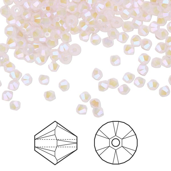 Bead 1440pk rose water opal shimmer 2X, Swarovski® 3mm XILION bicone 5328 image number 0