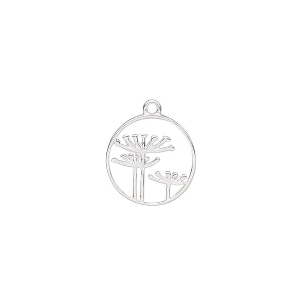 Charm Amoracast® 1pkg1 sterling silver, 13mm 2-sided cutout Queen Anne's Lace round image number 0