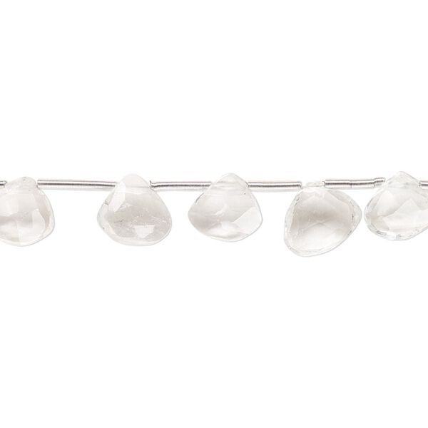 White topaz 1pkg20, hand-cut top-drilled faceted puffed teardrop bead 7x7mm-9x8mm image number 0
