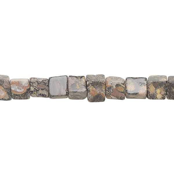 Leopardskin jasper 1pkg1, cube bead natural 15 inch 4-6mm image number 0