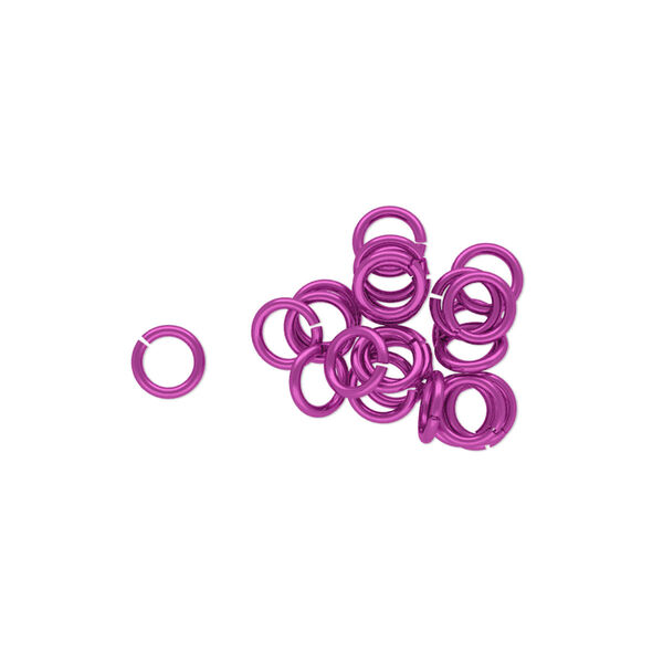 Jump ring, niobium, pink, 5mm round, 3.4mm inside diameter, 20 gauge. Sold per pkg of 25. image number 0