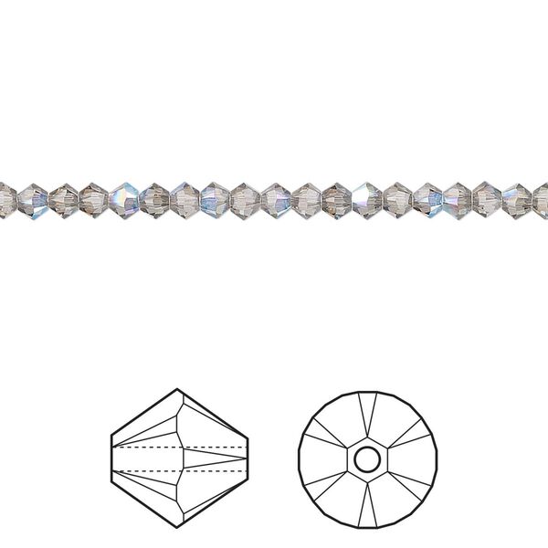 Bead 1440pk black diamond shimmer, Swarovski® 3mm XILION bicone 5328 image number 0