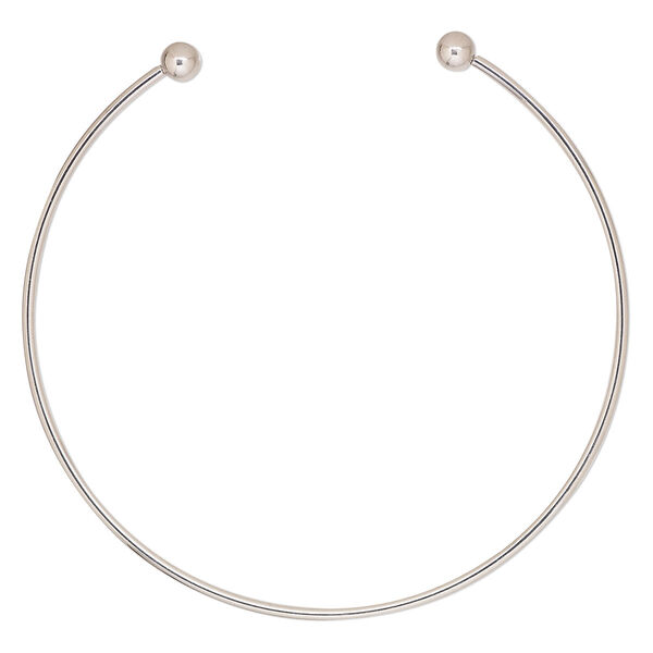 Neckwire, silver-plated steel, 2.5mm wide with 8mm ball end, 12 inches. Sold individually. image number 0