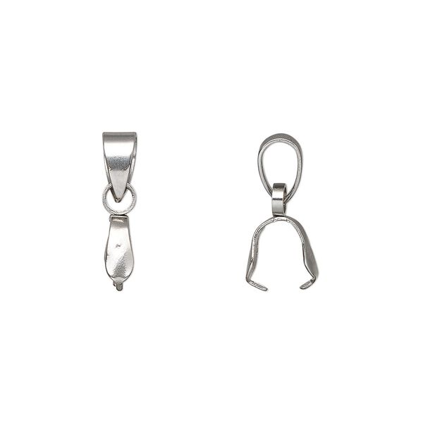 Bail, ice-pick, stainless steel, 15x3mm with 6mm grip length and soldered bail. Sold per pkg of 4. image number 0